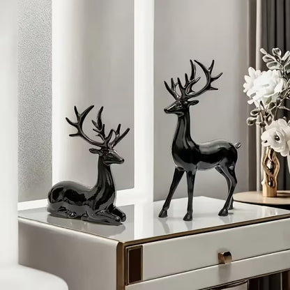 Modern Deer Statue - Elegant Plastic Tabletop Deer Figurine for /, Deer Antler Decor Suitable for Christmas, Easter, Thanksgiving - Collectible Gift for Home & Office ( Sculpture)