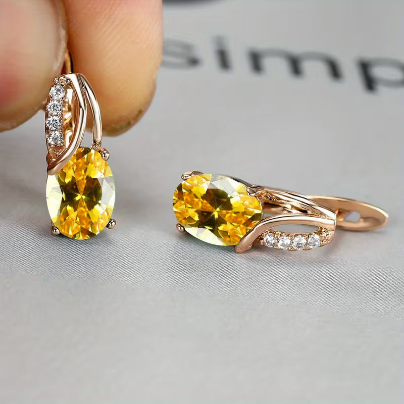Elegant and fashionable oval cut Synthetic Zirconia, Synthetic Zirconia earrings, vintage Synthetic Zirconia earrings, bridal wedding jewelry gifts