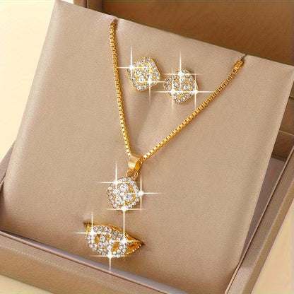 Set of 4 Women'S Trendy Square Jewelry