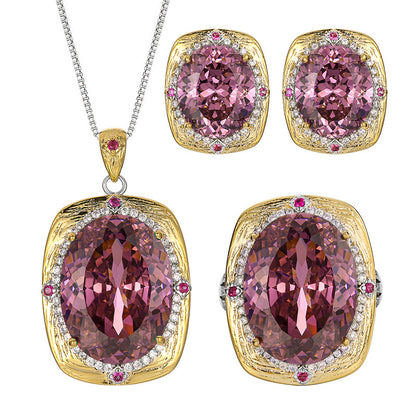 Luxury High-end Accessories Dried Rose Jewelry Necklace Earrings And Ring