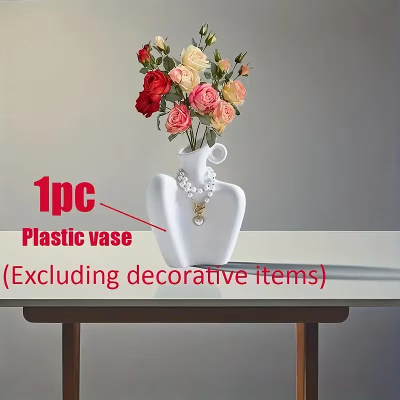 1 Elegant INS Style Plastic Shoulder Design Vase- Modern Decorative Flower Stand, Suitable for Daily Home, Party, Wedding, and Holiday Decoration- Ideal Gift