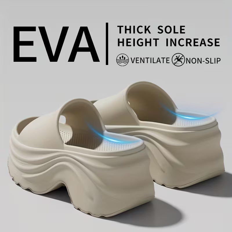 Women's Elegant Thick-Sole EVA Slippers - Open-Toe Mules with Cushioned Sole, - Indoor/Outdoor Suitable for Home, Garden, Beach - Soft Comfortable Casual Footwear (Hand Washable), Women Shoes