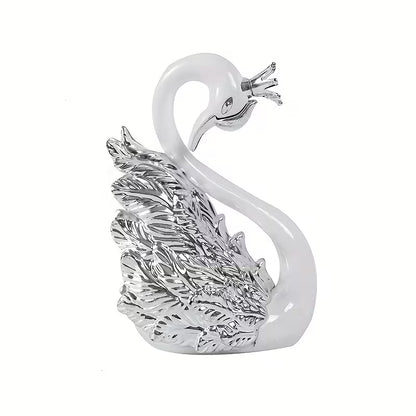 2pcs Handmade Swan Crown Sculpture Statue - Elegant Swan Neck & Crown Figure, Smooth Surface / Decor, Plastic/Resin Bookend for Shelf, Car Display - Christmas/Birthday Gift (Handmade Collectible)