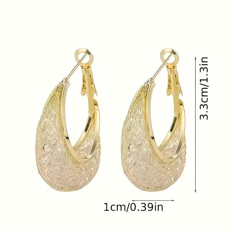 1 Pair of High-End Hollow Mesh Teardrop Drop Earrings, Versatile and Elegant, Gentle and Shiny, Suitable for Daily Commuting, Dating, or Holiday Gifting
