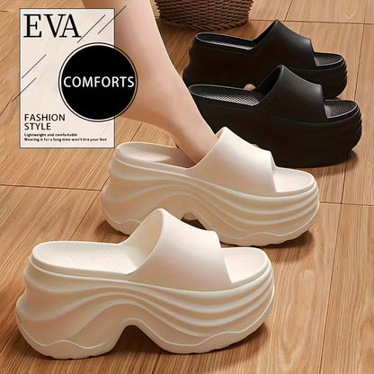 Women's Elegant Thick-Sole EVA Slippers - Open-Toe Mules with Cushioned Sole, - Indoor/Outdoor Suitable for Home, Garden, Beach - Soft Comfortable Casual Footwear (Hand Washable), Women Shoes