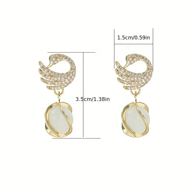 New Fashionable Swan Earrings, Trendy Cat'S Eye Studs from Korea, Popular Drop Earrings, Stylish Ear Additions
