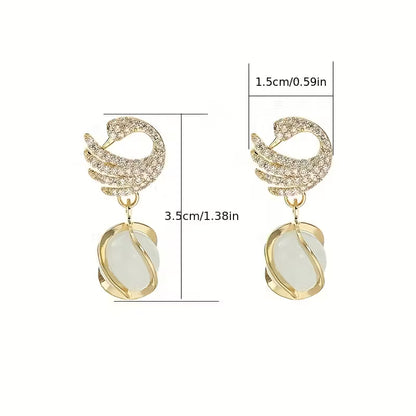 New Fashionable Swan Earrings, Trendy Cat'S Eye Studs from Korea, Popular Drop Earrings, Stylish Ear Additions