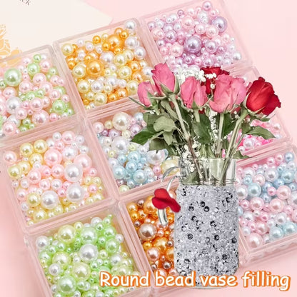 About 100 Imitation Pearl Beads, Vase Filler - for Weddings, Parties, Home Decor, Crafts, Thanksgiving, And Christmas Shiny Corner Decorations - Durable Plastic Filler for Aquariums, Vase Filling, Tabletop Scattering, And Festive Decorations