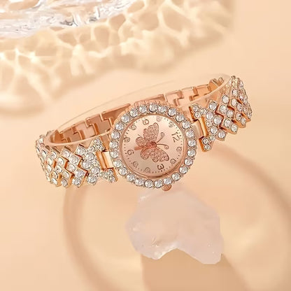 2pcs Elegant Butterfly Quartz Watch & Ladies Jewelry Set - Perfect Gift, Eternal Style and Exquisite Design, Zinc Alloy Strap and Zinc Alloy Case, Quartz Movement, Accurate, Durable, Fashionable Women's Gift, Especially Suitable for Mother's Day, Valentin