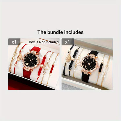 Set of 6 Stunning Fashionable Quartz Watches with Rhinestone Digital Dials, Perfect Gift for Women
