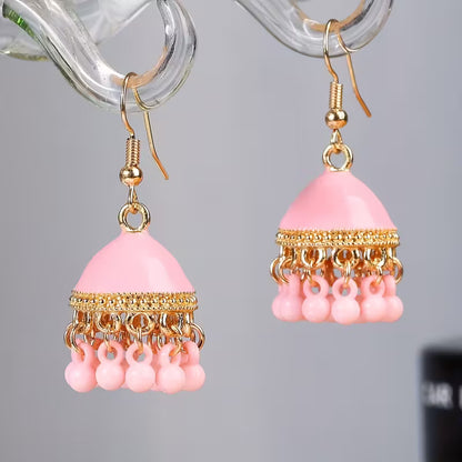 Exotic Style Colorful Alloy Birdcage Earrings with Bell for Women