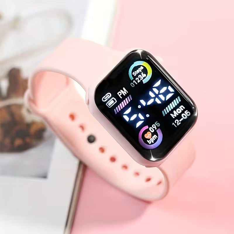 6-Piece Fashionable Pink Electronic Watch, Bracelet, Necklace, Earrings, and Ring Set for Teens - Perfect Birthday Gift for Friends, Girlfriend, or Boyfriend, Ideal for Travel, Graduation, Halloween, and Valentine's Day