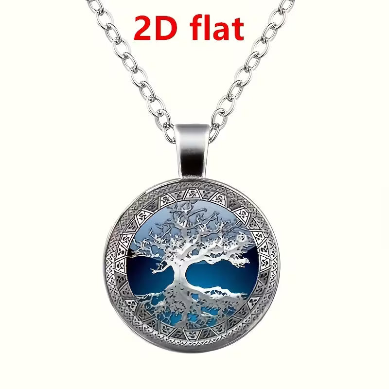 2D Flat, 2D flat Fashion Charms Celtic Tree of Life Glass alloy Cabochon Necklace & Earrings & Bangle Set(Totally 4pcs) Jewelry Necklace Stud Earrings Bracelet Bangle Set for Women's Jewelry Creative Gifts, 2D Flat