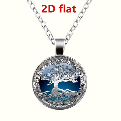 2D Flat, 2D flat Fashion Charms Celtic Tree of Life Glass alloy Cabochon Necklace & Earrings & Bangle Set(Totally 4pcs) Jewelry Necklace Stud Earrings Bracelet Bangle Set for Women's Jewelry Creative Gifts, 2D Flat