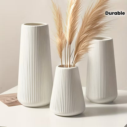 piece set of plastic striped vase combination, 3 sizes (small/medium/large), Scandinavian modern style home table decoration, durable and strong, suitable for placing dried flowers