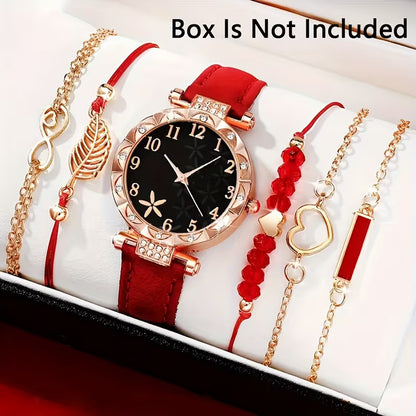 Set of 6 Stunning Fashionable Quartz Watches with Rhinestone Digital Dials, Perfect Gift for Women
