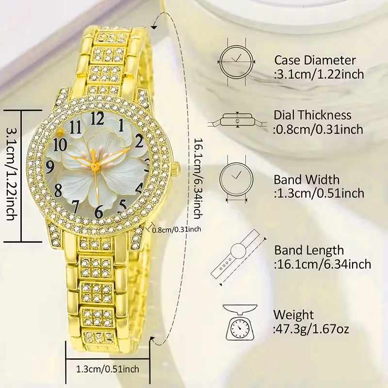 6pcs CAYON Minimalist Quartz Watch & Gift Set - Stainless Shockproof Wristwatch with Matching Necklace, Earrings, Bracelet & Ring - Elegant Digital for Birthdays,, Graduations - Luxury Matching