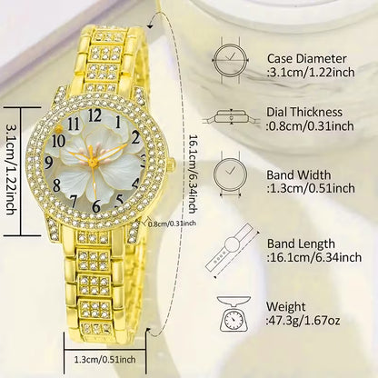 6pcs CAYON Minimalist Quartz Watch & Gift Set - Stainless Shockproof Wristwatch with Matching Necklace, Earrings, Bracelet & Ring - Elegant Digital for Birthdays,, Graduations - Luxury Matching
