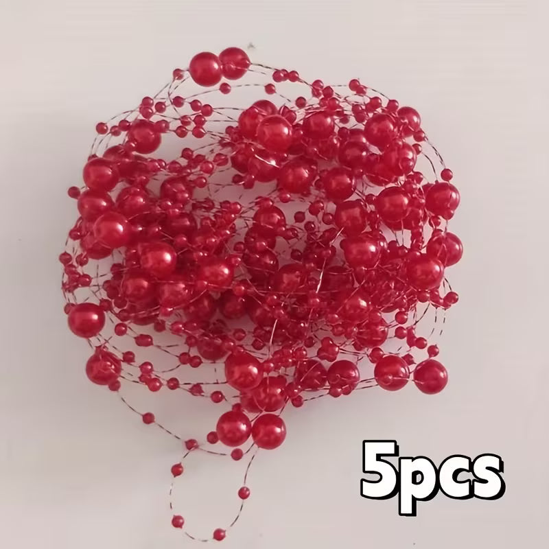 A Pack of 5, Floating Candle Vase Filler Pearl Strands, Wedding Table Decoration, Imitation Pearl Bead Chains