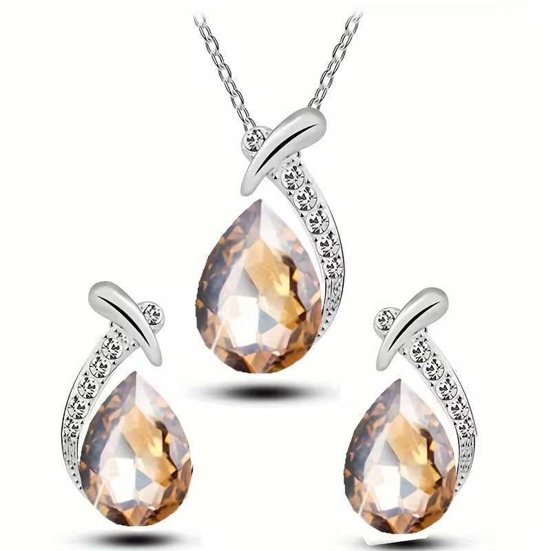 European And American Fashion Exquisite Mermaid Necklace Earrings Banquet Wedding Jewelry Set Temperament Necklace Earrings 2pcs Set Holiday Party Gift