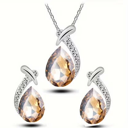 European And American Fashion Exquisite Mermaid Necklace Earrings Banquet Wedding Jewelry Set Temperament Necklace Earrings 2pcs Set Holiday Party Gift