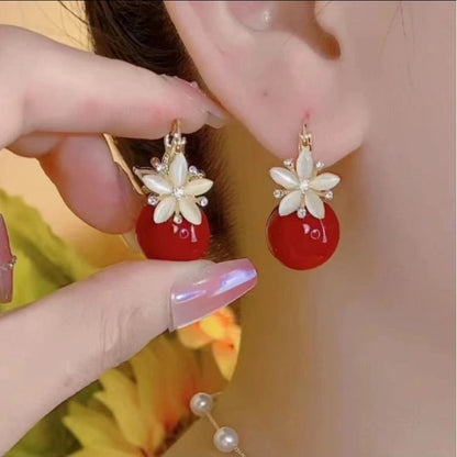 Purple Pearl Simple Flower Style Fashion Earrings