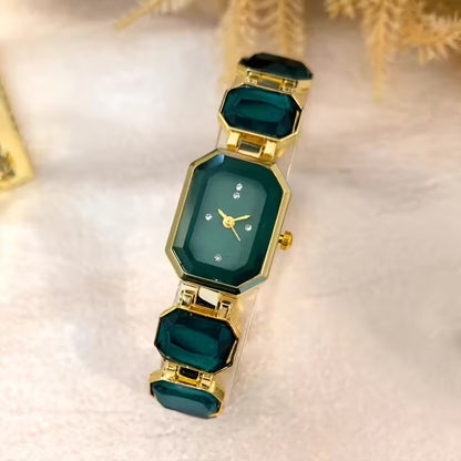 MSCXDK 5pcs Women's Watch & Jewelry Set - Square Quartz Watch with Matching Bracelet/Collar Necklace/Earrings/Ring, Multicolor Alloy Chain, Shockproof Stainless /Casual Elegant Analog Wristwatch for Daily Wear & Special Occasions,