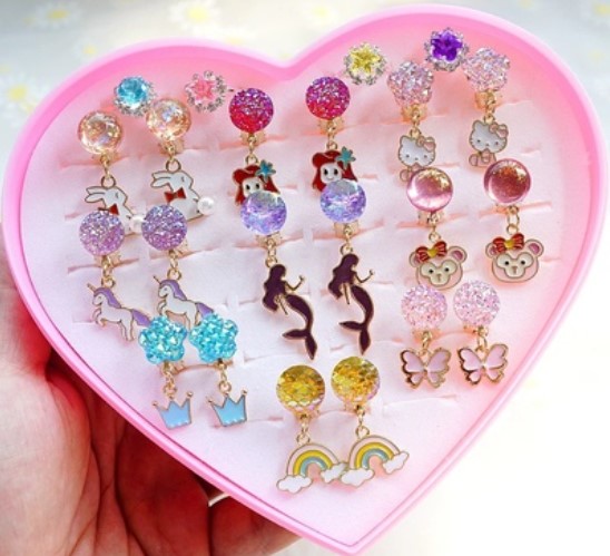 Girls Children's Gem Swan Ear Ornaments