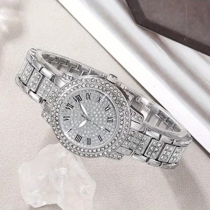 7pcs Women's Quartz Watch Concept Dial Fashion Wristwatch with Bracelet, Necklace, Ring, and Earrings Set - Perfect for Birthday Gifts and Holiday Parties, Suitable for Ladies and Students