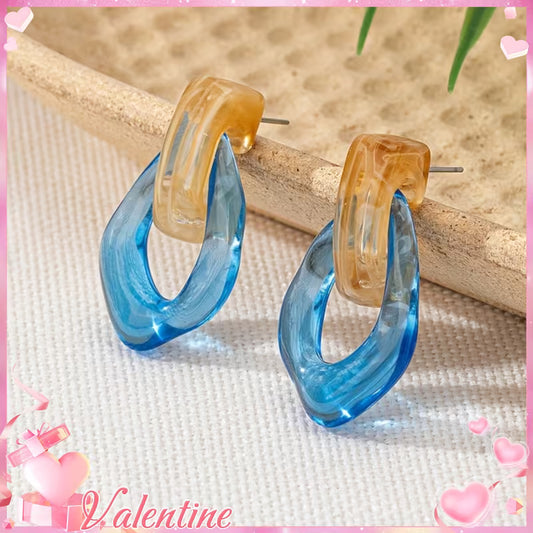 French-Style Vintage Resin Earrings, New Trendy Fashion Elegant Design Stud Earrings for Women, Suitable for Wedding and Party Wear