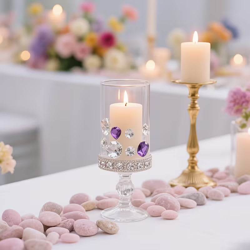 870pcs Purple Artificial Diamond Craft Crystals - Sparkling Crystal Vase Fillers for Weddings, Parties, and Home Decor - Elegant Centerpieces for Candle Holders, Table Settings, and Bridal Gifts, Candle Decorations, Party Centerpieces, Sparkling Crystal D