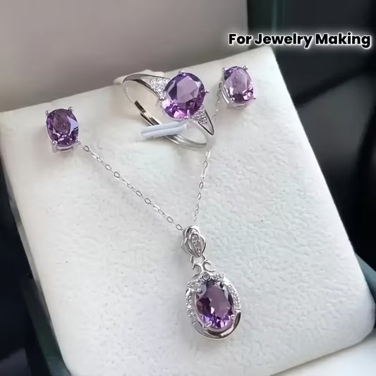 A Set of Three Purple Glass Crystal Additions, Suitable for Jewelry Making, Necklaces, And Earrings - Geometric Shaped Jewelry Components And Parts
