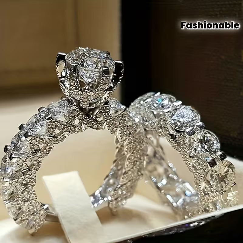 A Set of Full Rings, Fashionable Proposal and Engagement Rings, Daily Wear Party Gift, Alloy Jewelry with Minor Flaws Inevitable, for Teenager