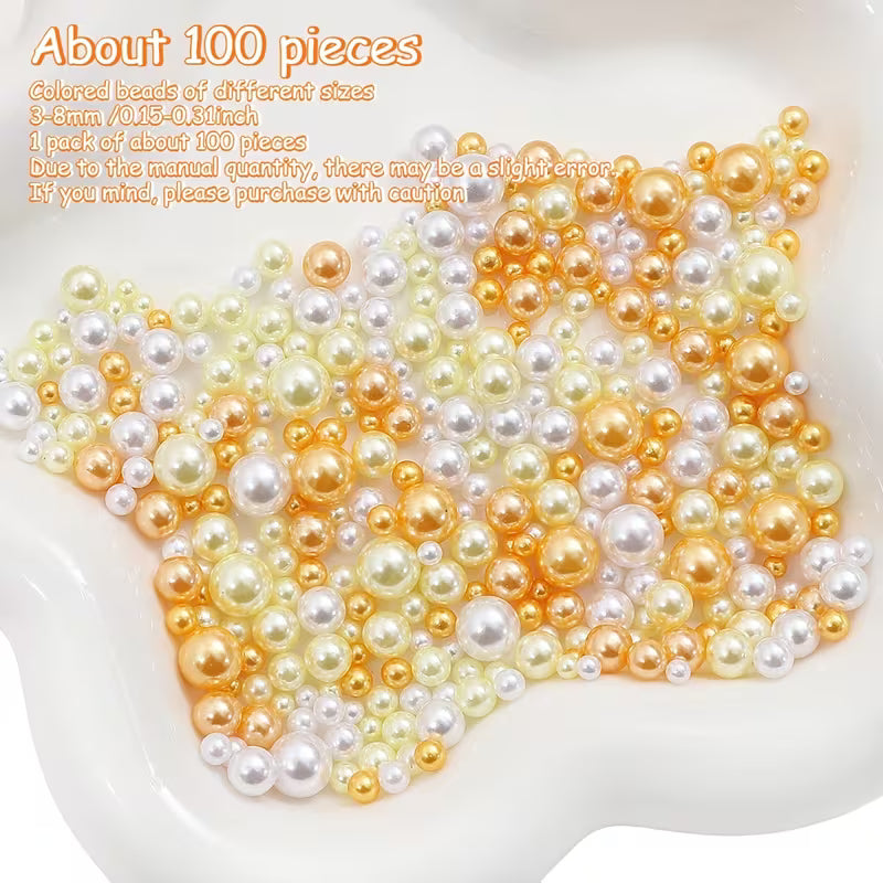 About 100 Imitation Pearl Beads, Vase Filler - for Weddings, Parties, Home Decor, Crafts, Thanksgiving, And Christmas Shiny Corner Decorations - Durable Plastic Filler for Aquariums, Vase Filling, Tabletop Scattering, And Festive Decorations