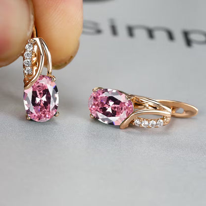 Elegant and fashionable oval cut Synthetic Zirconia, Synthetic Zirconia earrings, vintage Synthetic Zirconia earrings, bridal wedding jewelry gifts