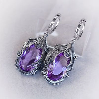 1pc Women'S Elegant Geometric Feather-like Earrings - Green Gemstone-like Accent, Wedding Party Everyday Jewelry, Durable Zinc Alloy Statement Earrings for Formal Events & Casual Attire - Perfect Gift for Women, Banquet Accessories, Bohemian Style, Intric