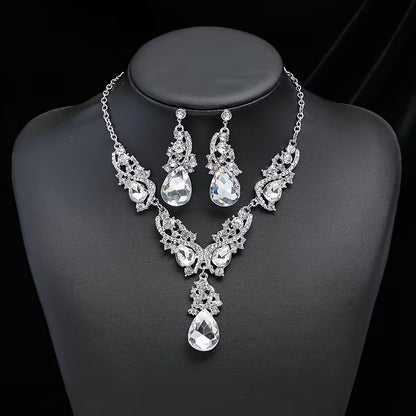 3pcs Set of Light Luxury Emerald Green -encrusted Vintage Alloy Rhinestone Women's Jewelry Set, Suitable for Banquets and Weddings, Ideal for Gifting