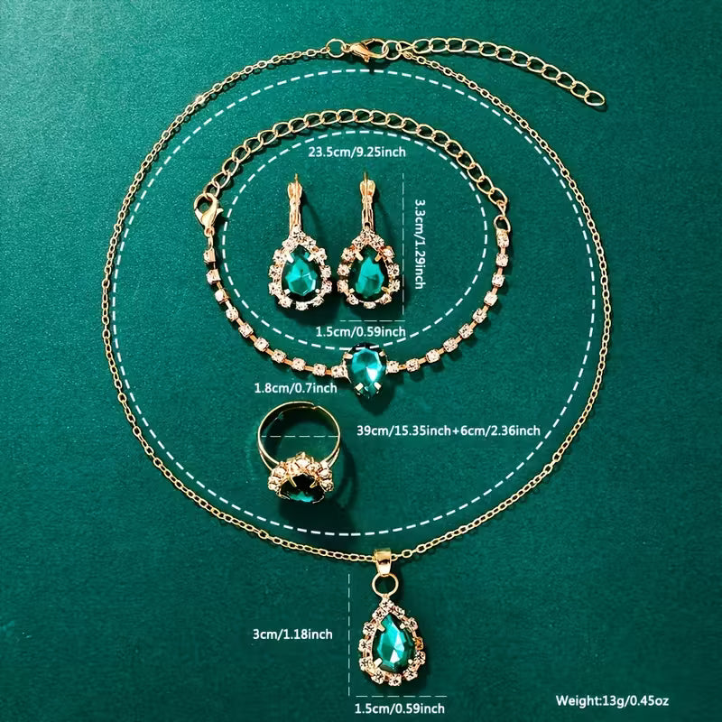 Elegant 6-Piece Rhinestone Quartz Watch and Jewelry Set for Women, Square Case, Adjustable Zinc Alloy Band, with Shimmering Matching Accessories, Perfect for Mother's Day, Valentine's Gift