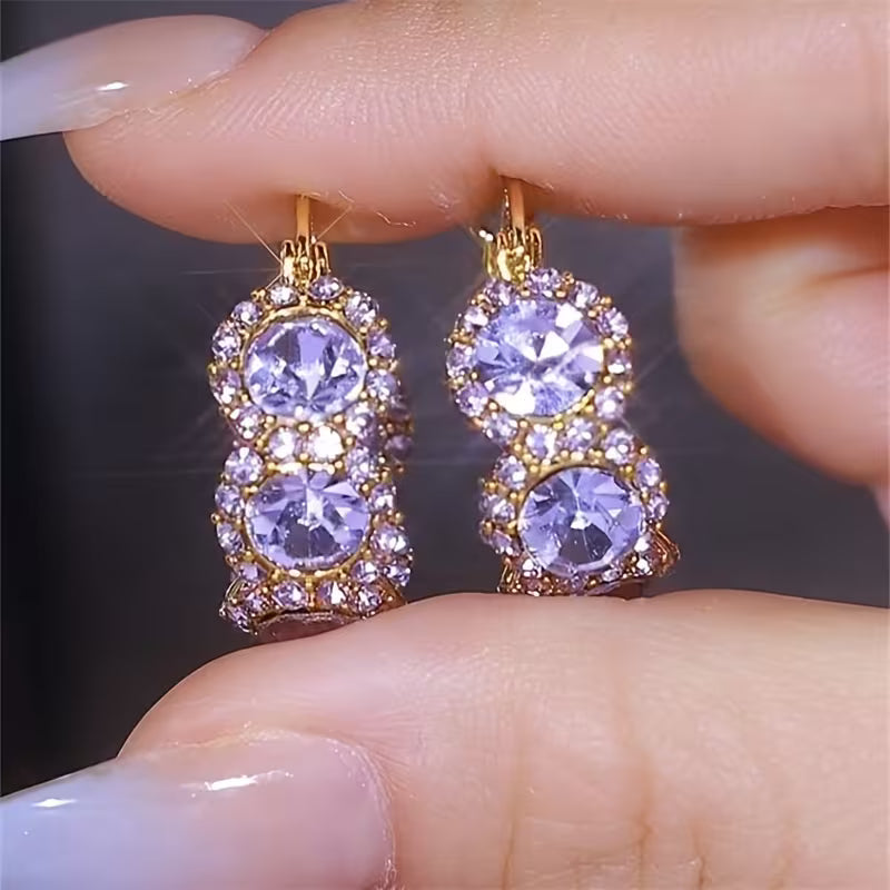 Elegant And Sparkling Purple Faux And Zirconia Hoop Earrings for Women, Designed to Be Versatile And Chic, Making Them a Perfect Gift Choice in Western And Eastern Fashion