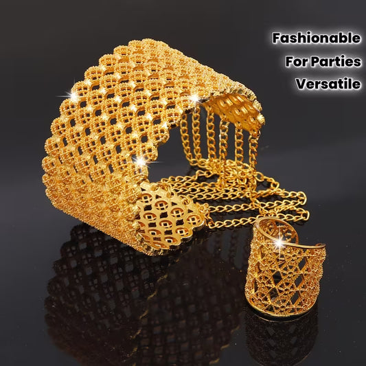 A Stylish And Trendy Tassel Bracelet And Ring Set from Dubai in The Middle East, Perfect for Parties And Versatile for Western Fashion