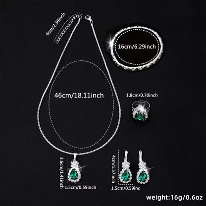 6 Women'S Outfit Sets: a Green Bezel Quartz Watch And Teardrop-Shaped Additions - Elegant Pieces for Everyday Use, Perfect As Gifts