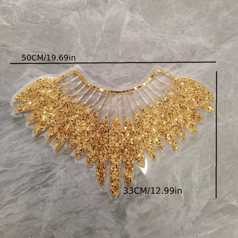 Golden Feather-like Fashion Dress Lace