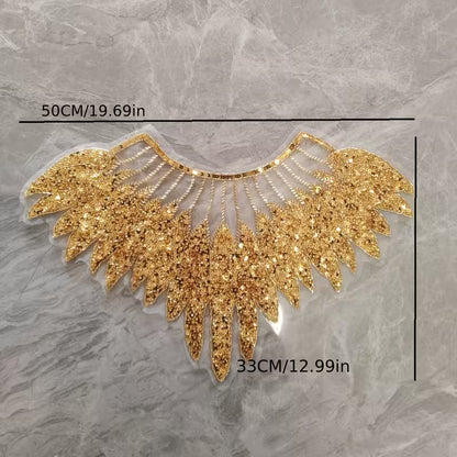 Golden Feather-like Fashion Dress Lace