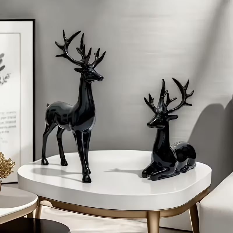 Modern Deer Statue - Elegant Plastic Tabletop Deer Figurine for /, Deer Antler Decor Suitable for Christmas, Easter, Thanksgiving - Collectible Gift for Home & Office ( Sculpture)