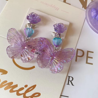 Girls Children's Gem Swan Ear Ornaments