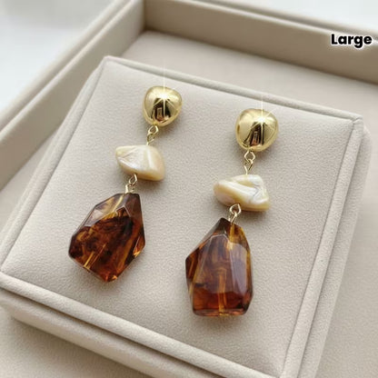 1pc Women's Vintage Bohemian Teardrop Earrings - Large -Looking Resin/-like Beads, -Tone & Accent - Elegant Dangle for Daily Wear, Parties, Weddings, Year-Round - Boho Wedding & Christmas
