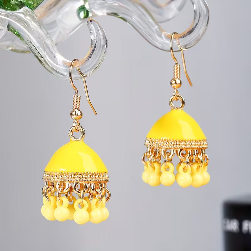 Exotic Style Colorful Alloy Birdcage Earrings with Bell for Women