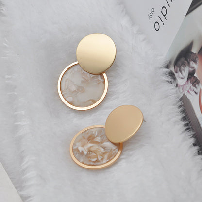 Japanese And Korean Fashion Matte Marble Pattern Earrings