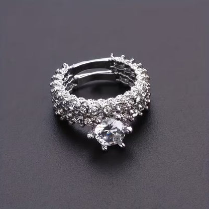 A Set of Full Rings, Fashionable Proposal and Engagement Rings, Daily Wear Party Gift, Alloy Jewelry with Minor Flaws Inevitable, for Teenager