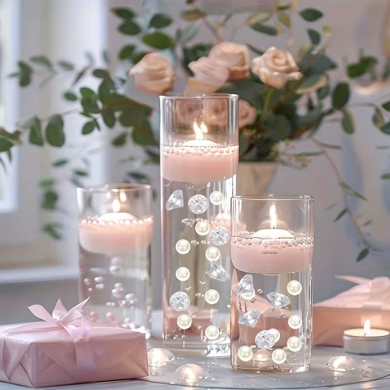 350 Mixed Acrylic Imitation Diamonds, Realistic Pearl Vase Fillers And Table Decorations for Weddings, Holidays, Christmas, Valentine'S Day, And Birthday Parties, Crafts, Easter Party Decorations